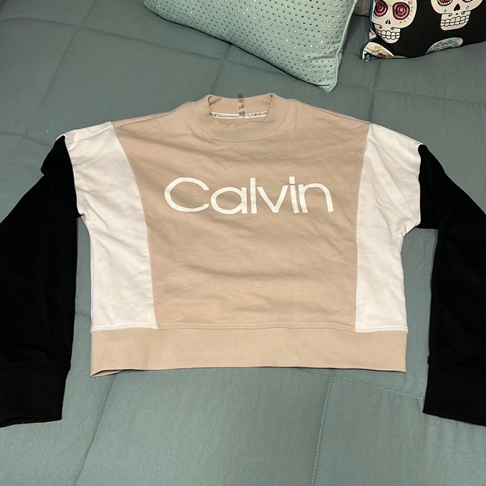 Color block Calvin Klein cropped hoodie